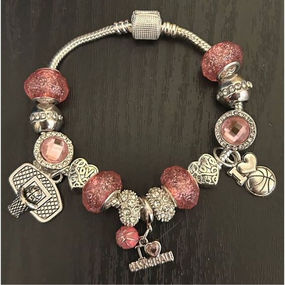 I Love Basketball Charm Bracelet - Picture 1 of 1